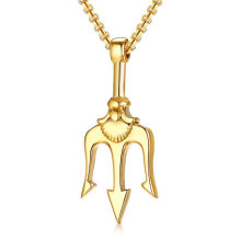 Stainless Steel Mens Punk Trident Neptune Pendant Necklace Statement Necklace Gifts For Him Hip Hop Jewelry